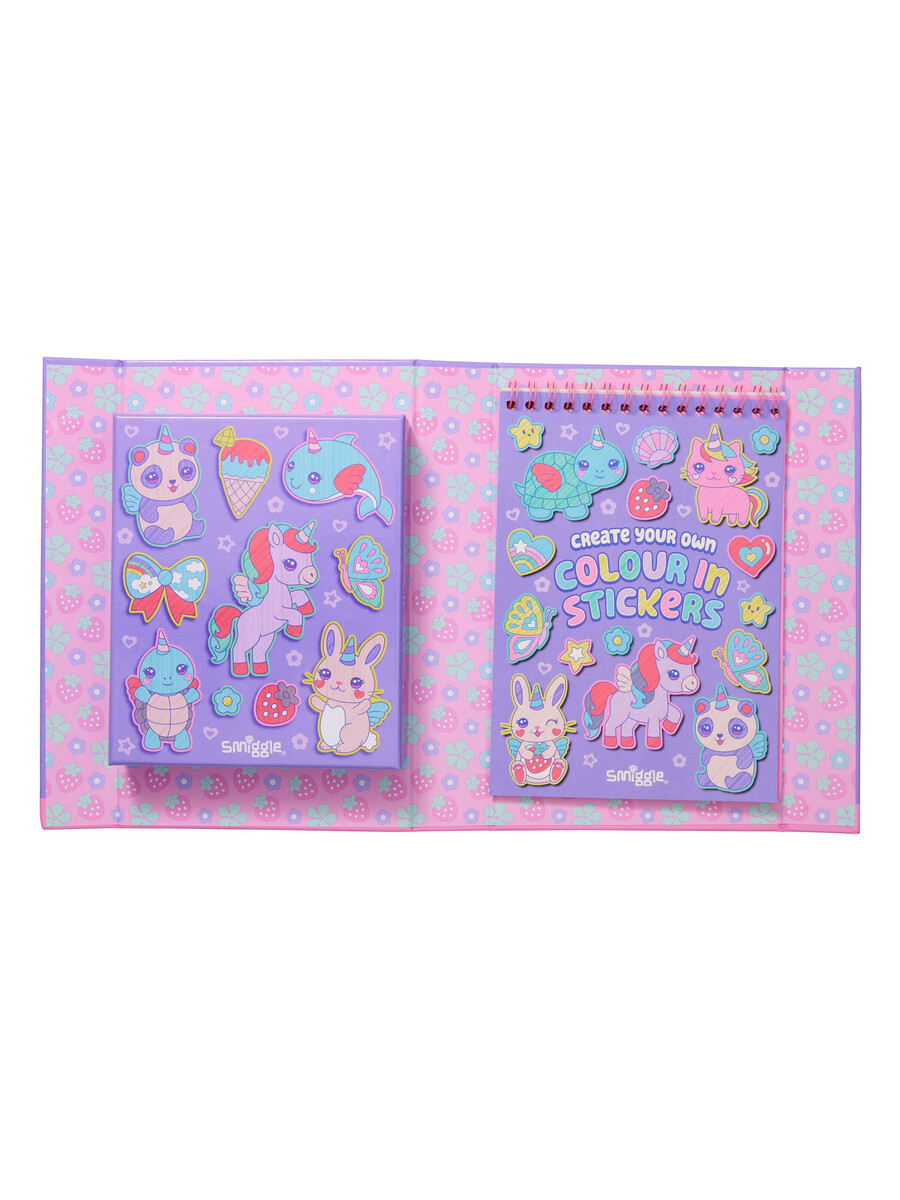 fun colour in stickers book activity box
