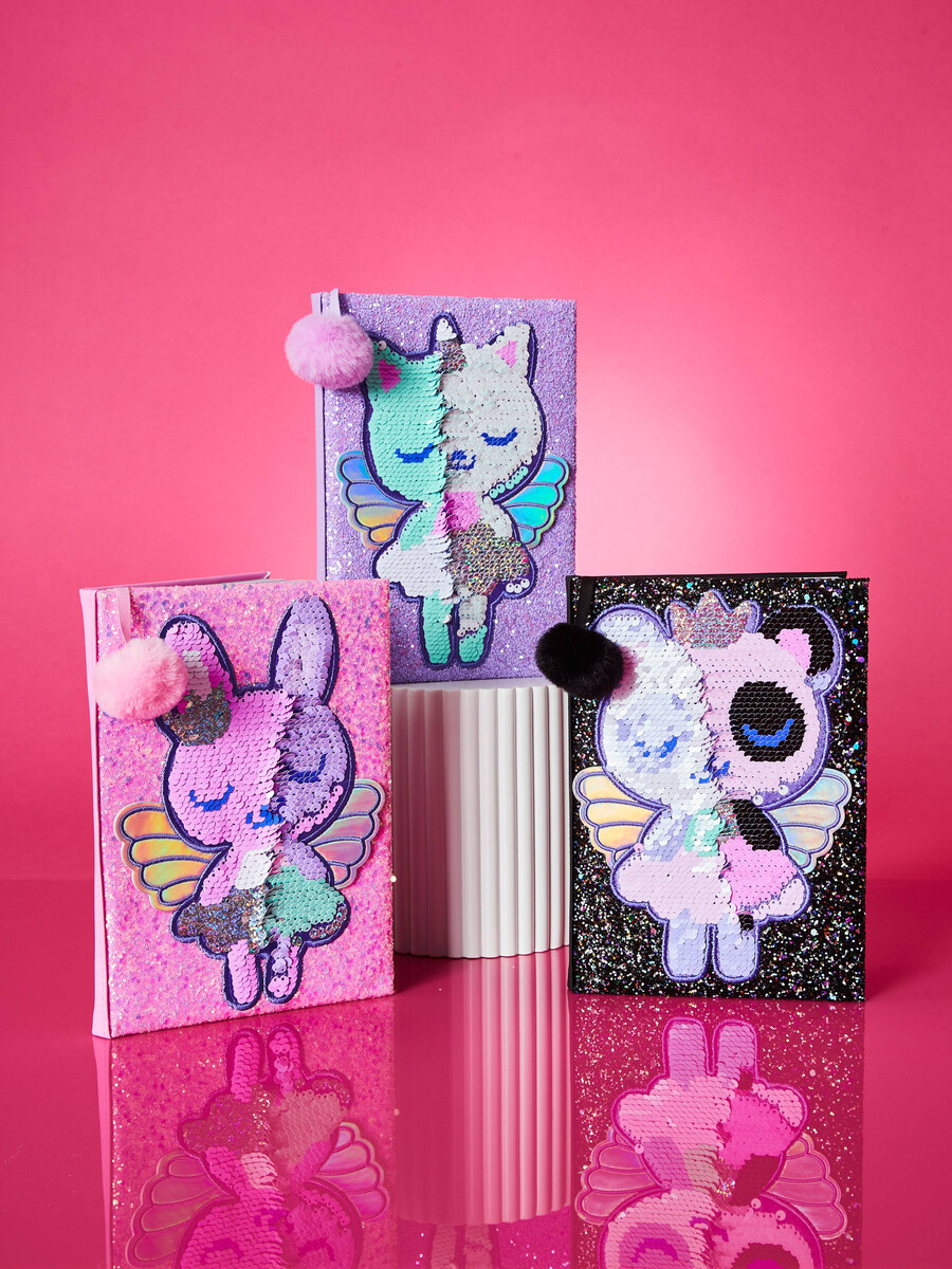 sequin dreams reversible a5 notebook