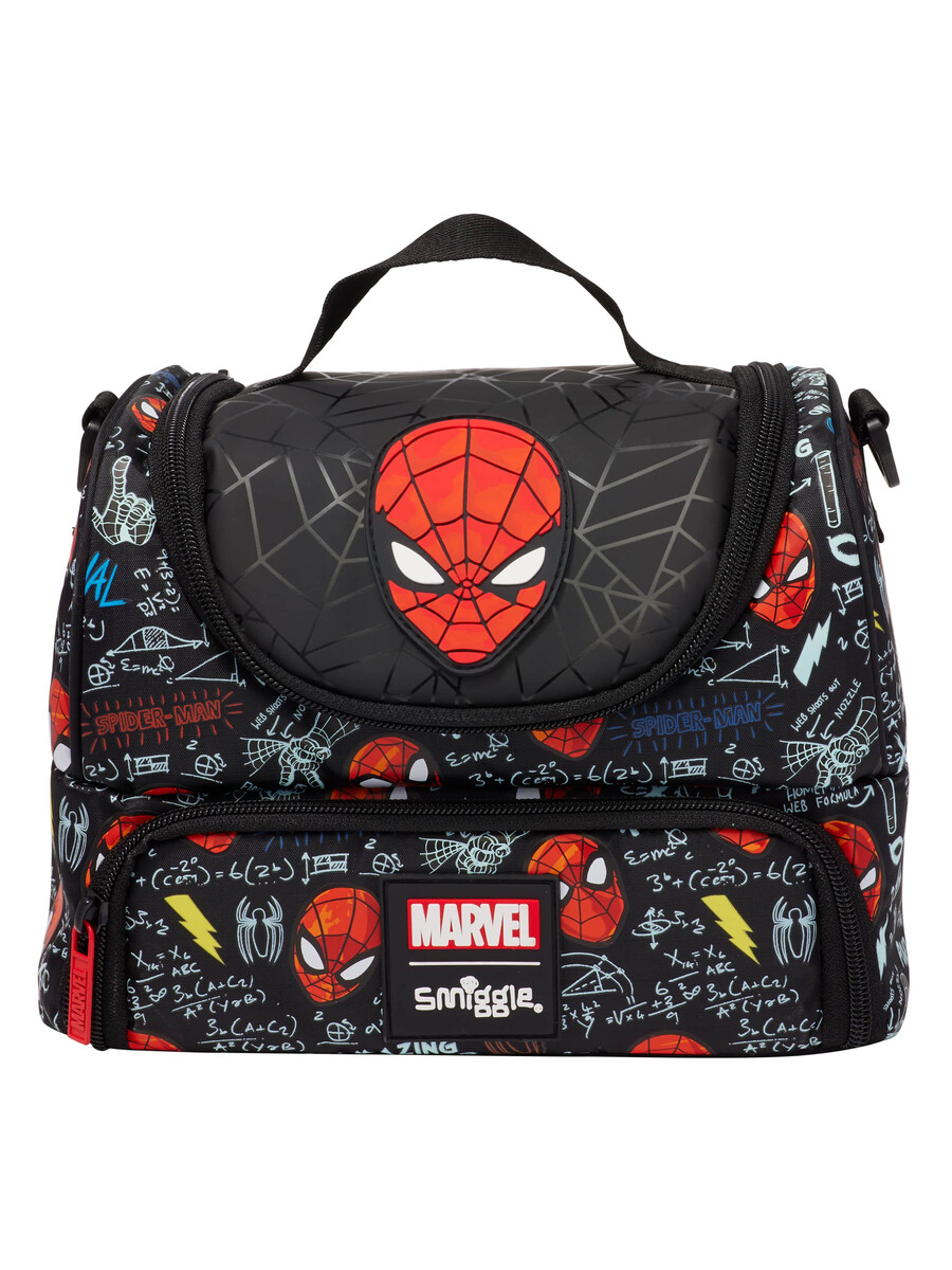 spider-man double pocket lunchbox with strap