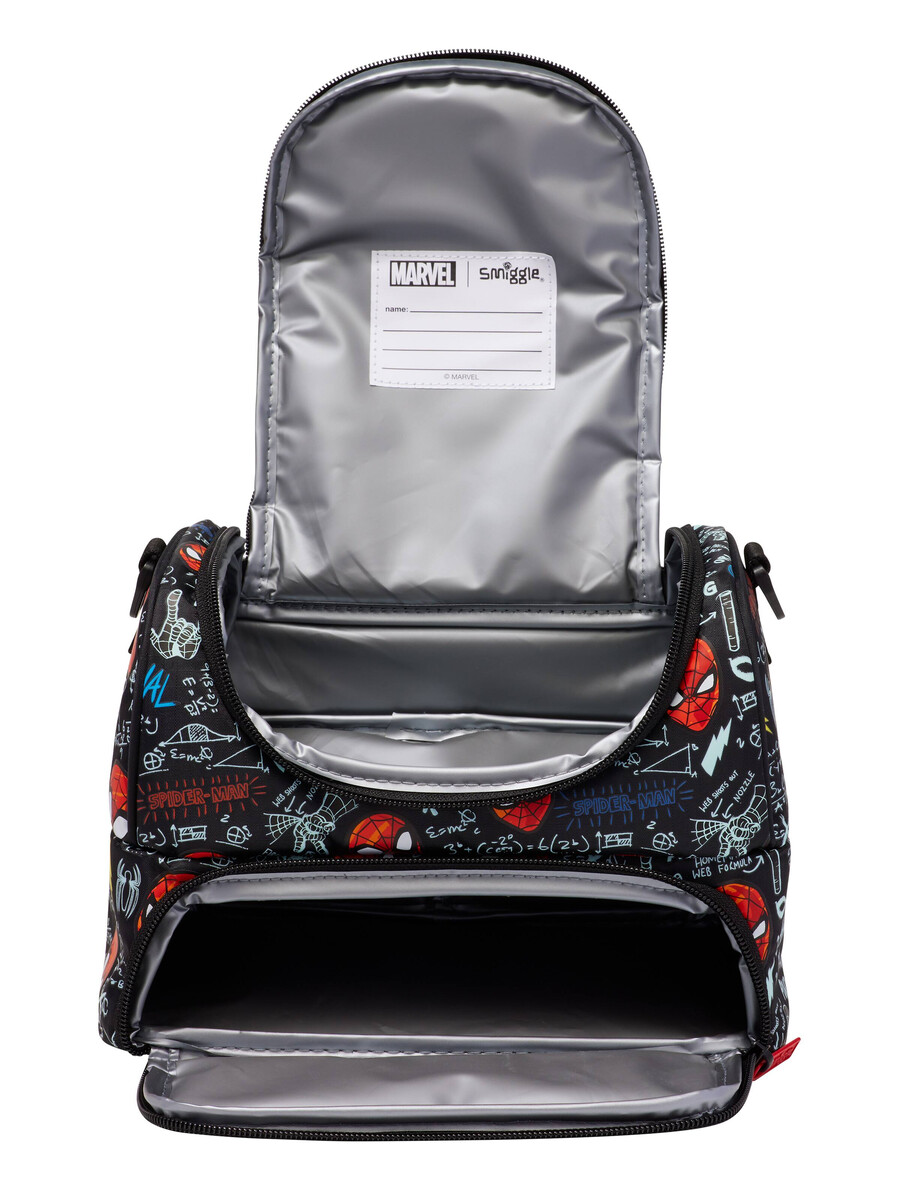 spider-man double pocket lunchbox with strap