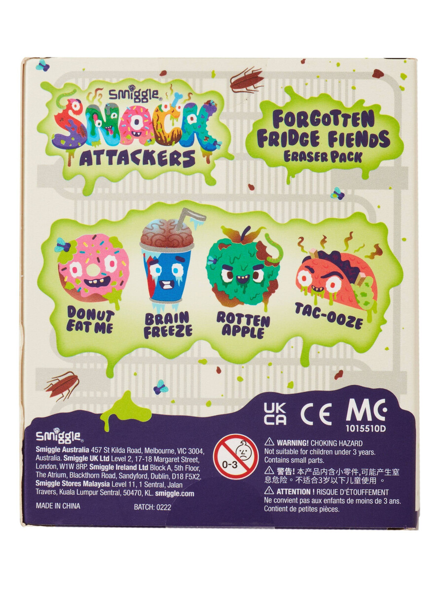 snack attackers eraser pack x4